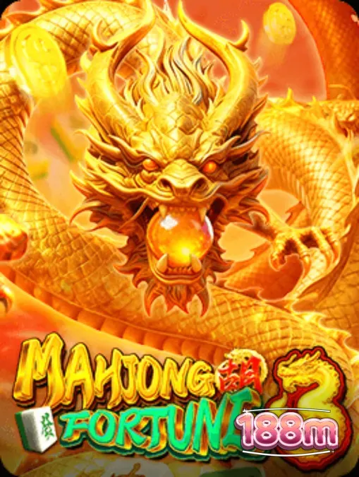 Giao diện trò chơi Mahjong Fortune 3 với các biểu tượng rồng vàng và gạch Mahjong